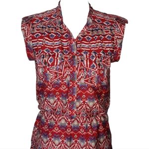 Red Print Romper
